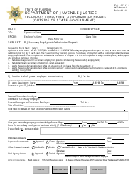 Document preview: Secondary Employment Authorization Request Form (Outside of State Government) - Florida