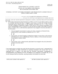 DJJ Form IG/BSU-003 Criminal History Acknowledgement and Prison Rape Elimination Act (Prea) Compliance Form - Florida