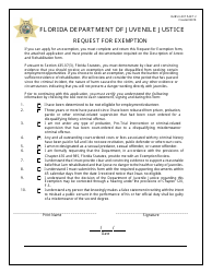 Document preview: DJJ Form IG/BSU-007 Request for Exemption - Florida