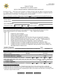Document preview: DJJ Form AD-IS1260-2 Data Storage Media Configuration Checklist - Florida