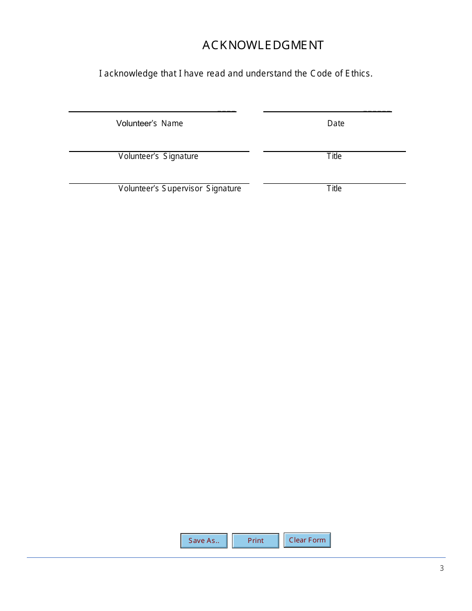 Code of Ethics Agreement Form - Florida, Page 3