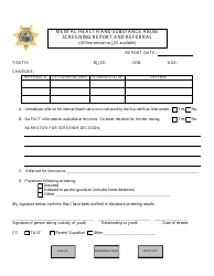 &quot;Mental Health and Substance Abuse Screening Report and Referral Form&quot; - Florida
