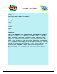 Document preview: Mnemonic Name Game Worksheet - Florida
