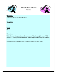 Document preview: Finish the Sentence Game Worksheet - Florida