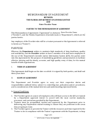 Memorandum of Agreement Between the Florida Department of Juvenile Justice and Provider - Florida