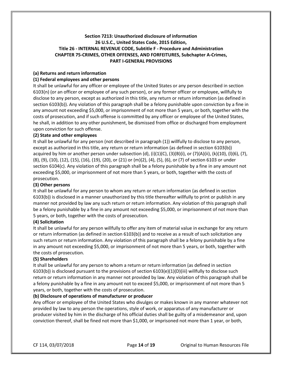 Form CF114 Security Agreement for Department of Children and Families (Dcf) Employees and Systems Users - Florida, Page 14