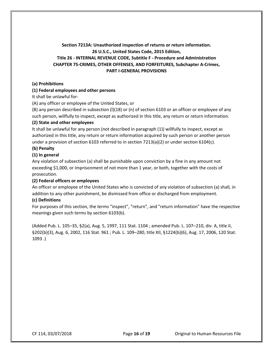 Form CF114 Security Agreement for Department of Children and Families (Dcf) Employees and Systems Users - Florida, Page 16