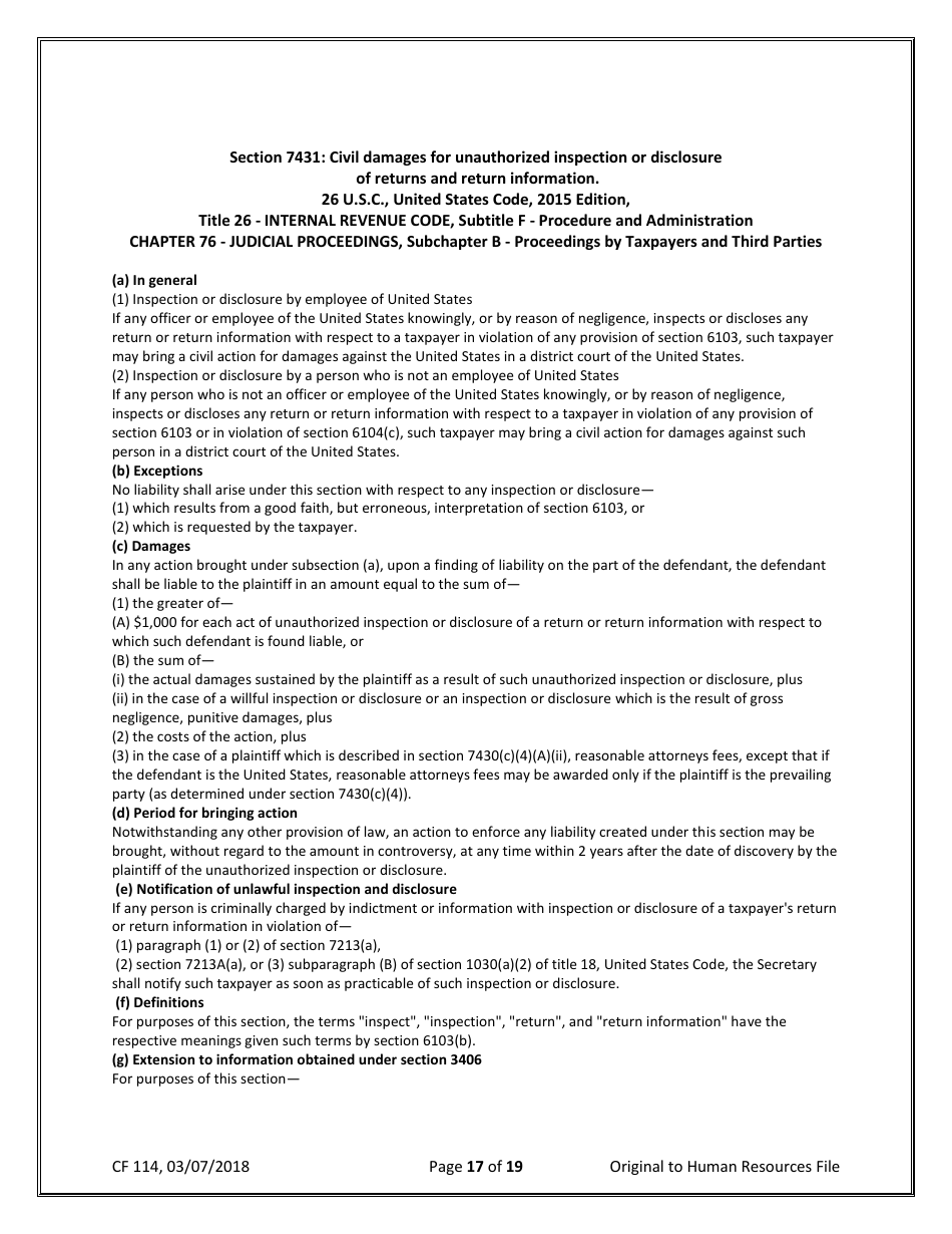 Form CF114 Security Agreement for Department of Children and Families (Dcf) Employees and Systems Users - Florida, Page 17