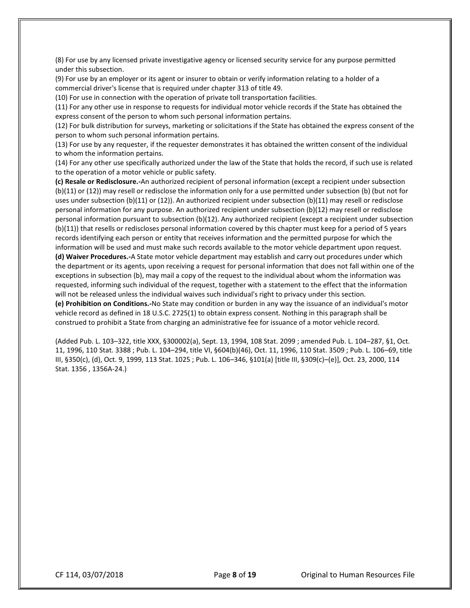 Form CF114 Security Agreement for Department of Children and Families (Dcf) Employees and Systems Users - Florida, Page 8