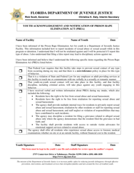 Document preview: Youth Acknowledgement and Notification of Prison Rape Elimination Act (Prea) - Florida