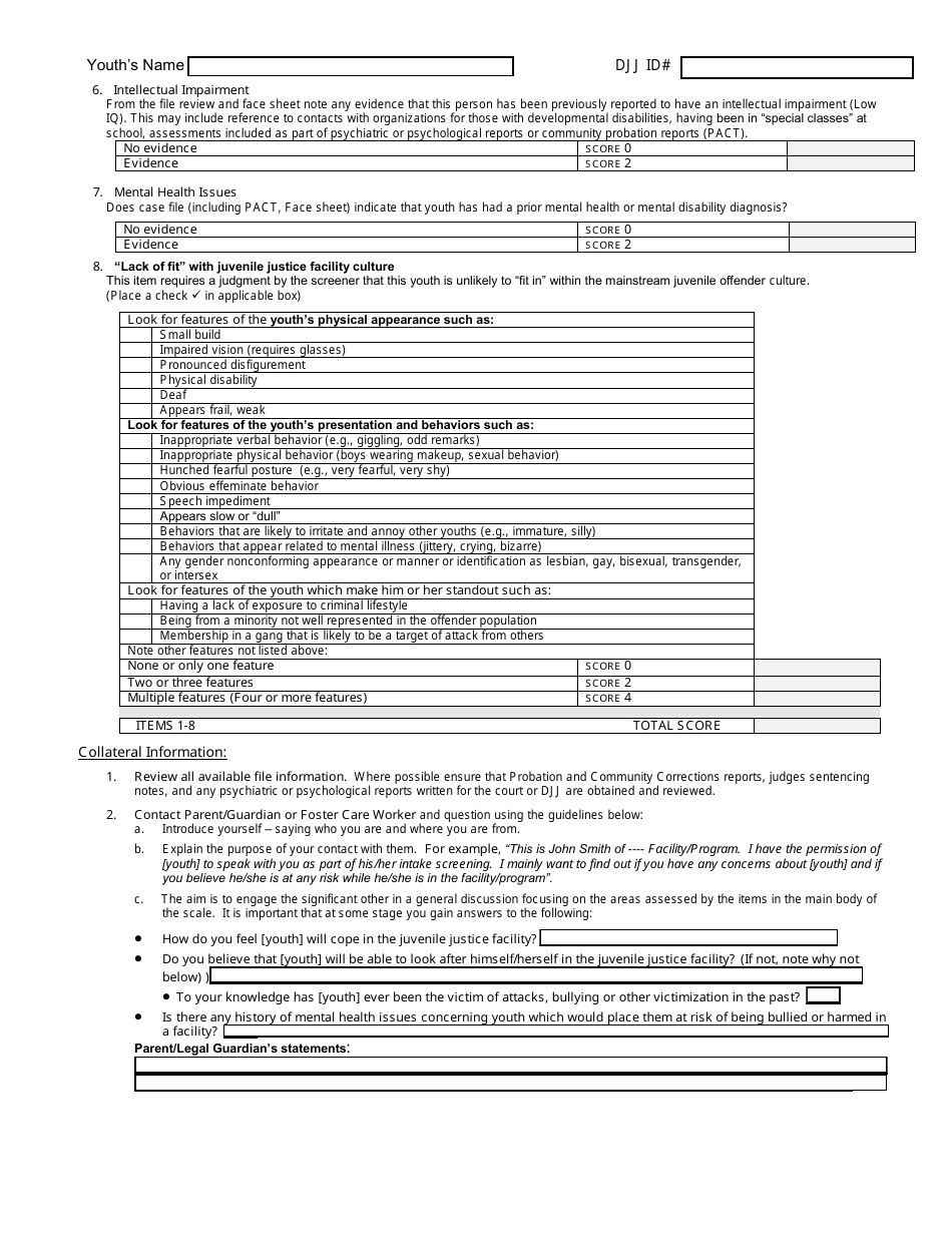 DJJ Form RC8050-2 Screening for Vulnerability to Victimization and Sexually Aggressive Behavior (Vsab) - Florida, Page 2
