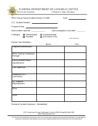 Document preview: Prea Sexual Abuse Incident Review Form (115.386) - Florida