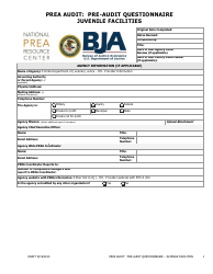 Prea Audit - Pre-audit Questionnaire Form - Juvenile Facilities - Florida
