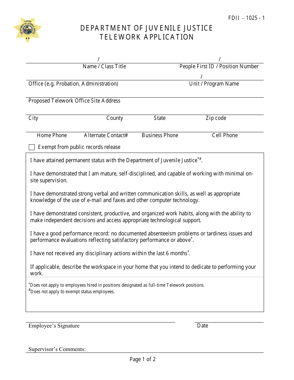 Florida Telework Application Form Fill Out, Sign Online and Download