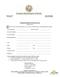 Document preview: Prepaid Sunbiz E-File Account - Deposit Slip Form - Florida