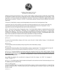 Document preview: Form CR2E047 Articles of Organization for Florida Limited Liability Company - Florida