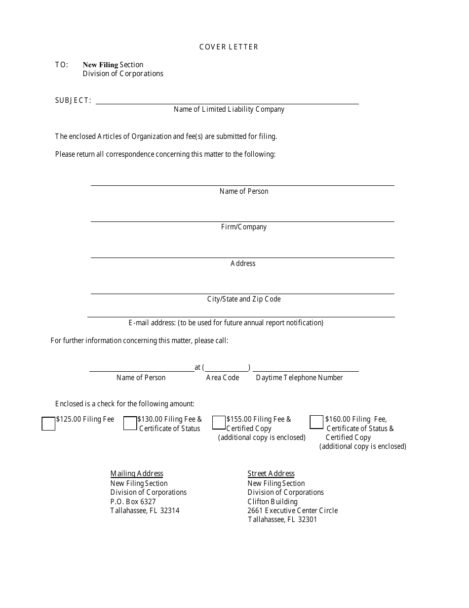 Form CR2E047 Articles of Organization for Florida Limited Liability Company - Florida, Page 3