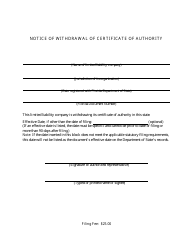 Form CR2E057 &quot;Notice of Withdrawal of Certificate of Authority&quot; - Florida, Page 3