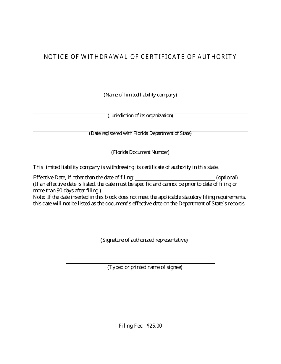 Form CR2E057 Notice of Withdrawal of Certificate of Authority - Florida, Page 3