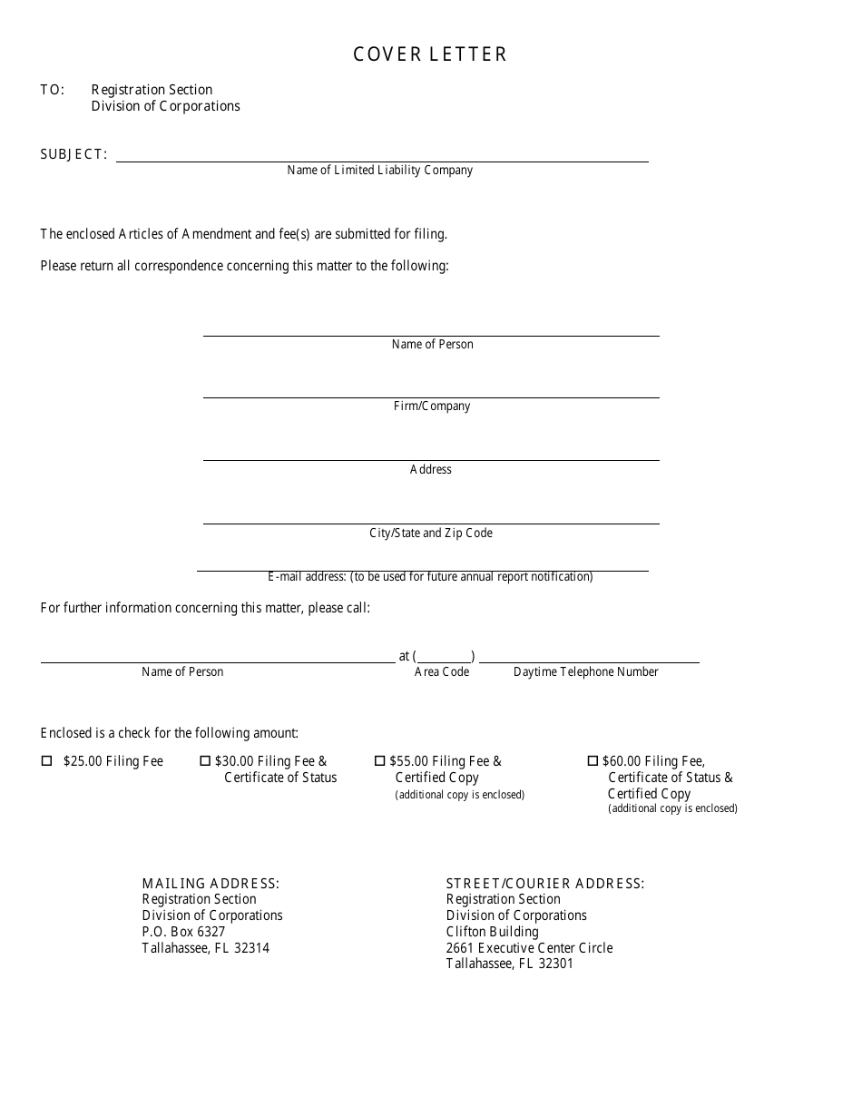 Form CR2E049 Articles of Amendment to Articles of Organization - Florida, Page 3