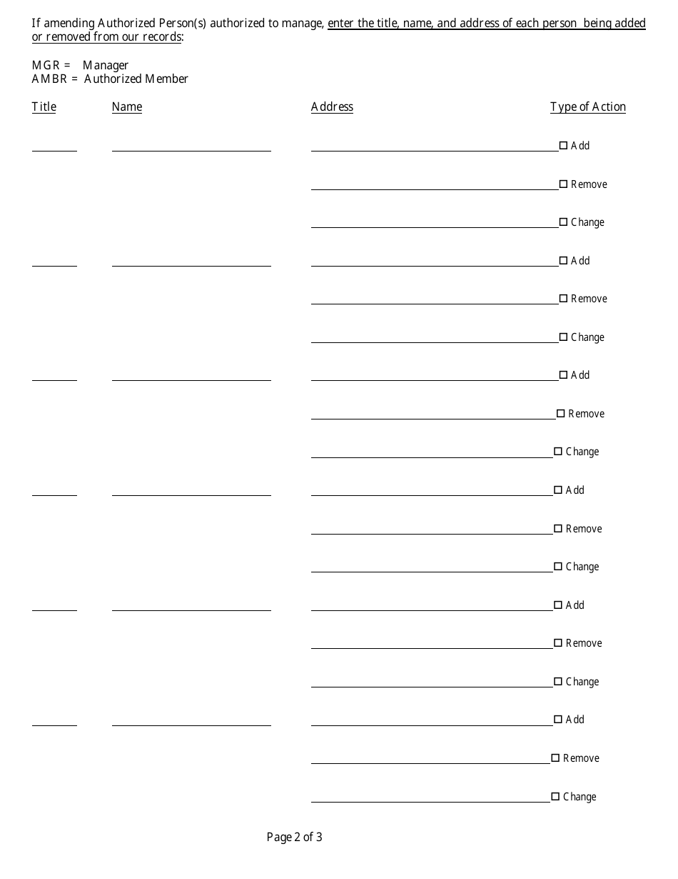 Form CR2E049 Articles of Amendment to Articles of Organization - Florida, Page 5
