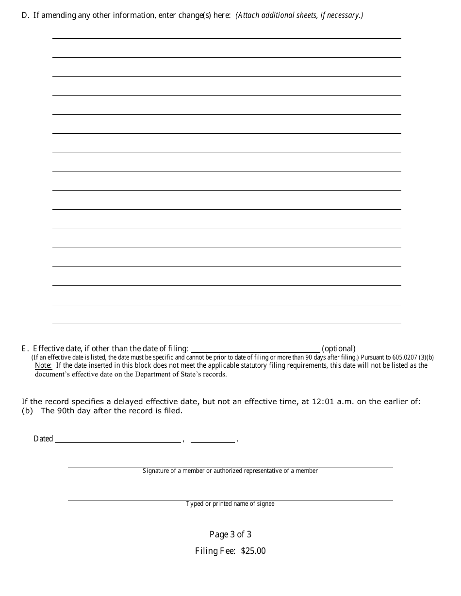 Form CR2E049 Articles of Amendment to Articles of Organization - Florida, Page 6