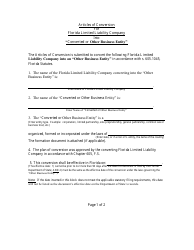 Form CR2E106 Articles of Conversion - Florida Limited Liability Company Into Converted or Other Business Entity - Florida, Page 3