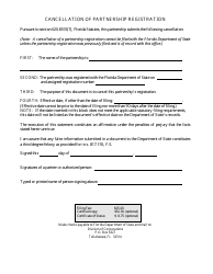 Form CR2E068 &quot;Cancellation of Partnership Registration&quot; - Florida, Page 2