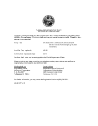 Form CR2E117 &quot;Certificate of Conversion - Other Organization Into Florida Partnership&quot; - Florida