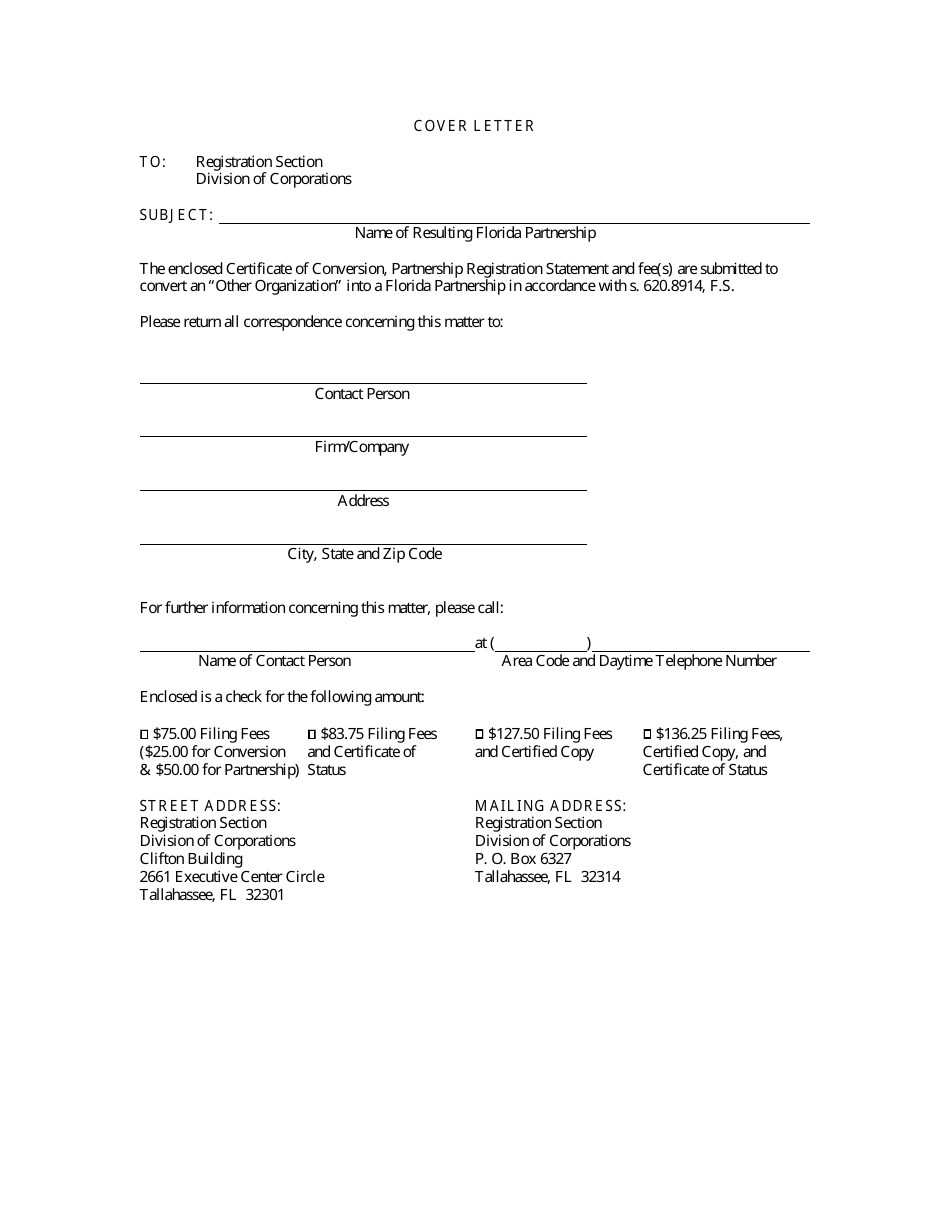 Form CR2E117 Certificate of Conversion - Other Organization Into Florida Partnership - Florida, Page 2