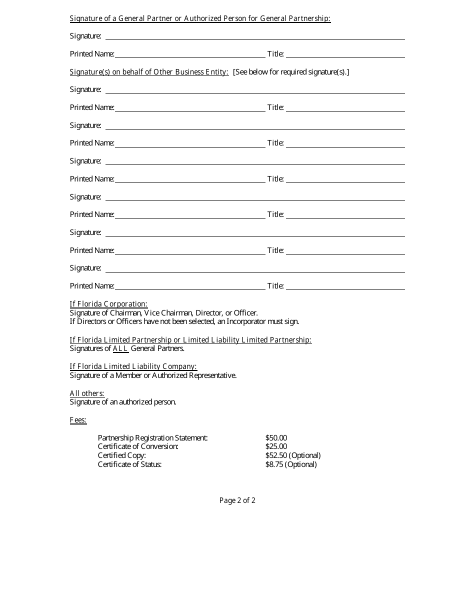 Form CR2E117 Certificate of Conversion - Other Organization Into Florida Partnership - Florida, Page 4
