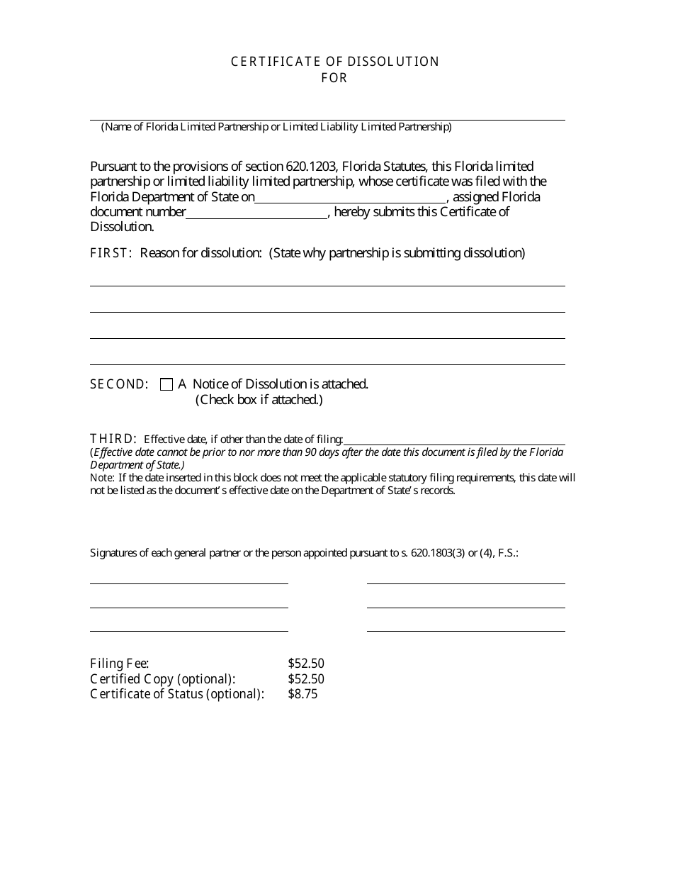 Form INHS44 Certificate of Dissolution for Florida Limited Partnership or Limited Liability Limited Partnership - Florida, Page 3