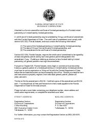 Form INHS54 Certificate of Amendment to Certificate of Limited Partnership - Florida