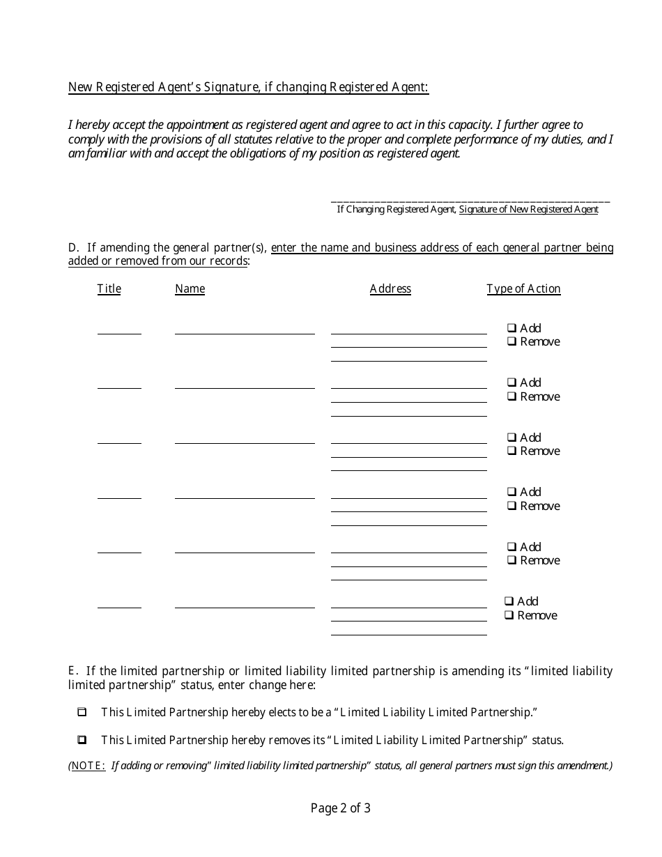Form INHS54 Certificate of Amendment to Certificate of Limited Partnership - Florida, Page 4