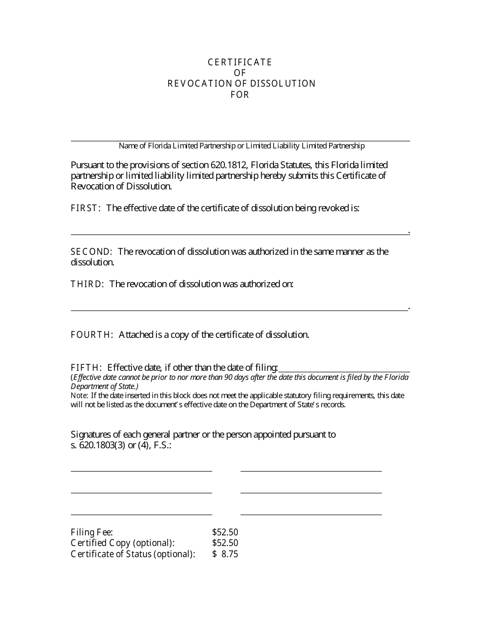 Form CR2E111 Certificate of Revocation of Dissolution - Florida, Page 3