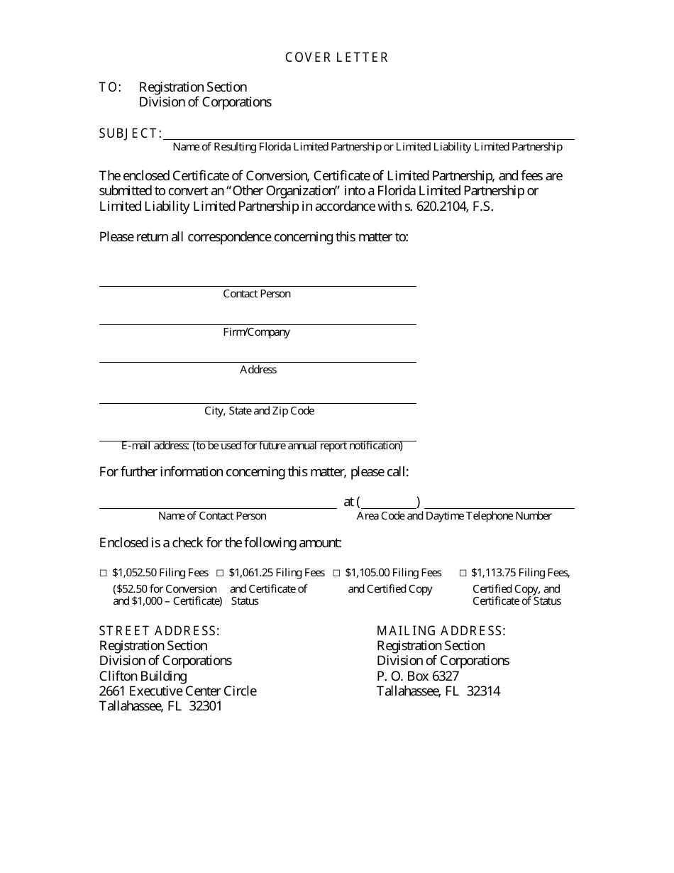Form CR2E112 Certificate of Conversion for Other Business Organization Into Florida Limited Partnership or Limited Liability Limited Partnership - Florida, Page 2