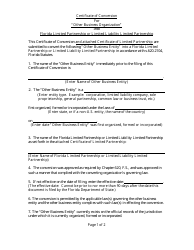 Form CR2E112 Certificate of Conversion for Other Business Organization Into Florida Limited Partnership or Limited Liability Limited Partnership - Florida, Page 3