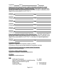 Form CR2E112 Certificate of Conversion for Other Business Organization Into Florida Limited Partnership or Limited Liability Limited Partnership - Florida, Page 4