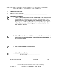 Form CF04 &quot;Application to Amend a State-Issued Certificate of Franchise Authority for Cable and/or Video Service&quot; - Florida, Page 2