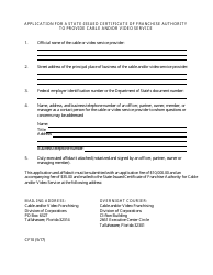Form CF10 Application for a State-Issued Certificate of Franchise Authority to Provide Cable and/or Video Service - Florida, Page 2
