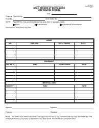 Document preview: Form 700-050-58 Daily Record of Extra Work Site Source Record - Florida