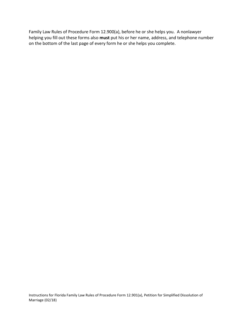 Form 12.901(A) Petition for Simplified Dissolution of Marriage - Florida, Page 3