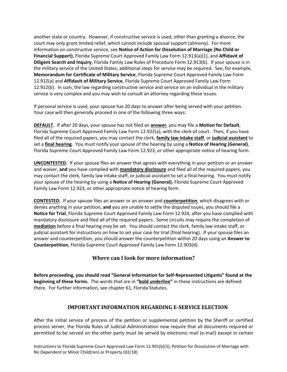 Form 12.901(B)(3) Petition for Dissolution of Marriage With No Dependent or Minor Child(Ren) or Property - Florida, Page 2