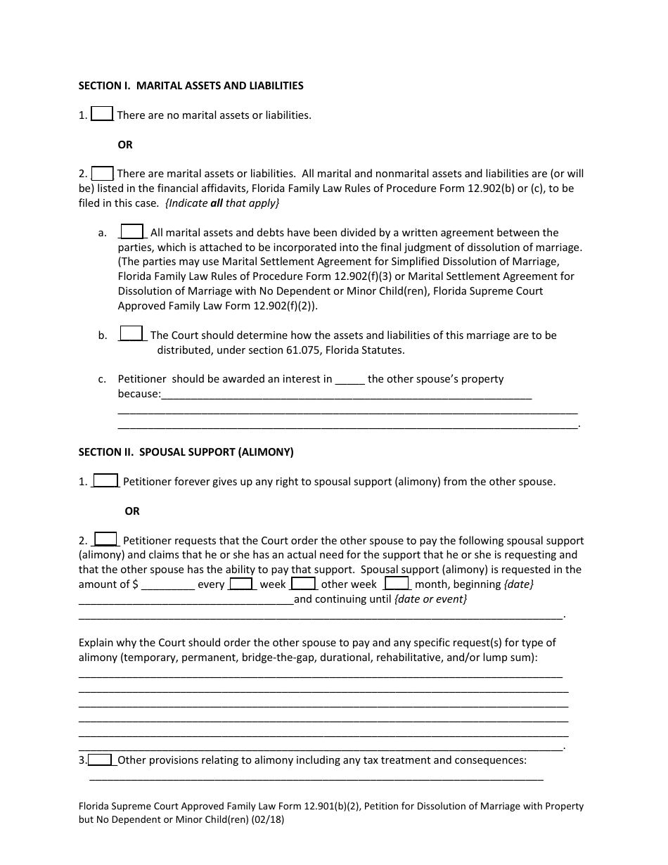 Form 12.901(B)(2) Petition for Dissolution of Marriage With Property but No Dependent or Minor Child(Ren) - Florida, Page 6