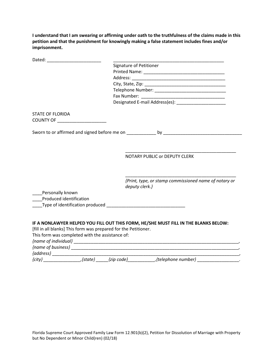 Form 12.901(B)(2) Petition for Dissolution of Marriage With Property but No Dependent or Minor Child(Ren) - Florida, Page 8