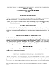Form 12.902(J) &quot;Notice of Social Security Number&quot; - Florida
