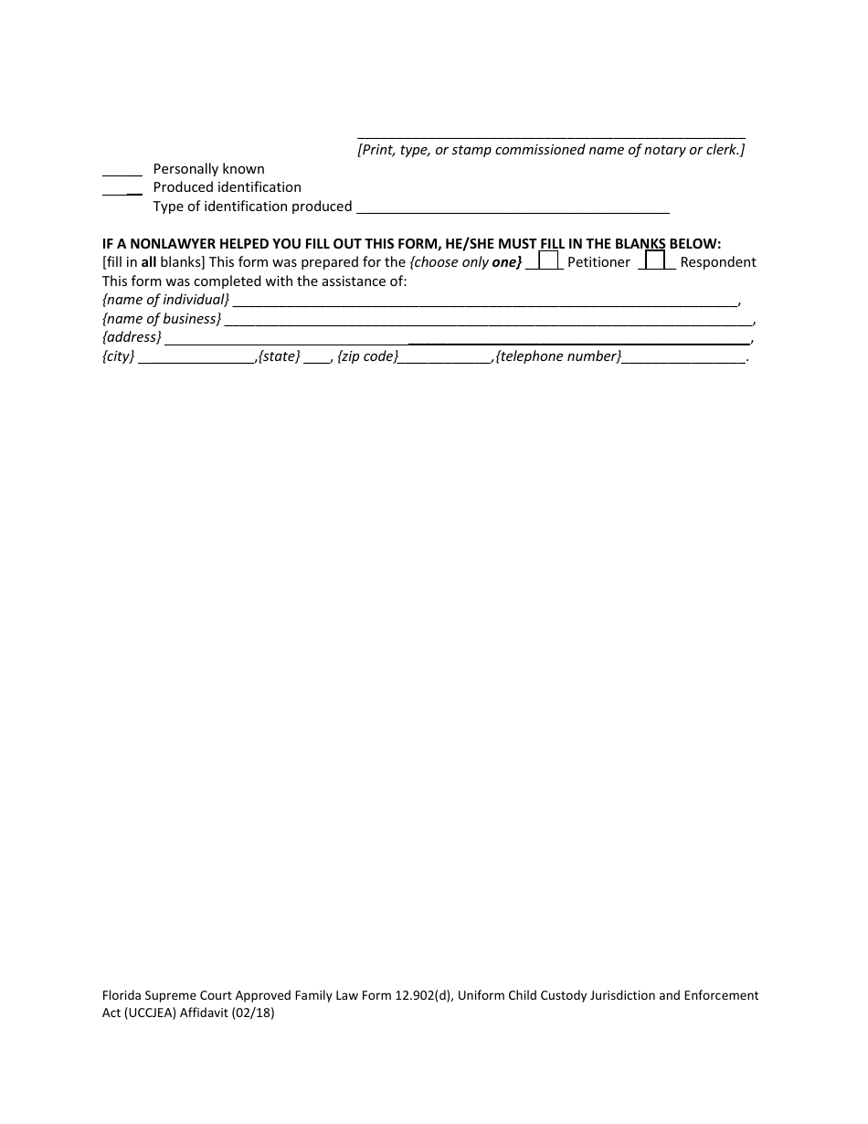 Form 12.902(D) Uniform Child Custody Jurisdiction and Enforcement Act (Uccjea) Affidavit - Florida, Page 8