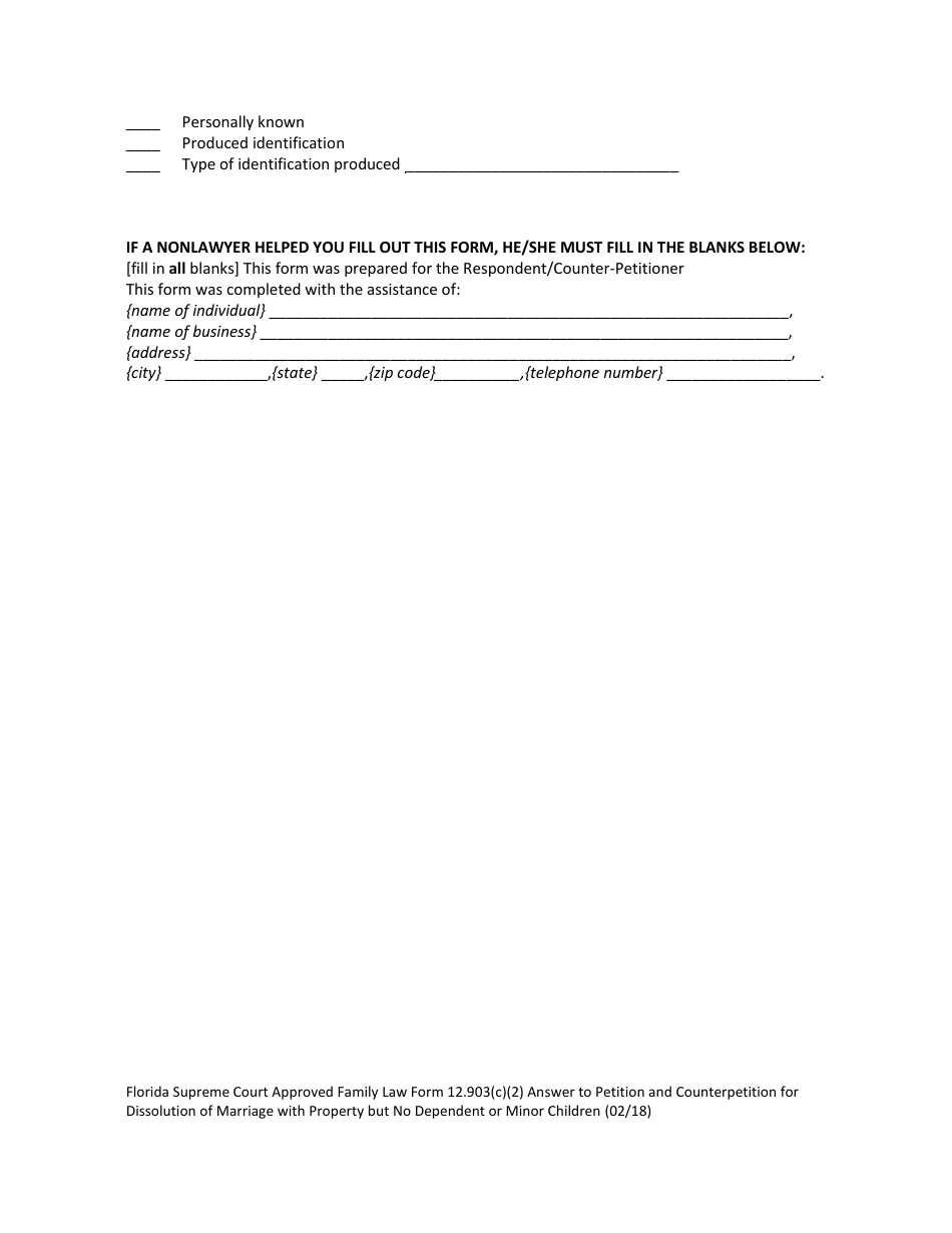 Form 12.903(C)(2) Answer to Petition and Counterpetition for Dissolution of Marriage With Property but No Dependent or Minor Child(Ren) - Florida, Page 9