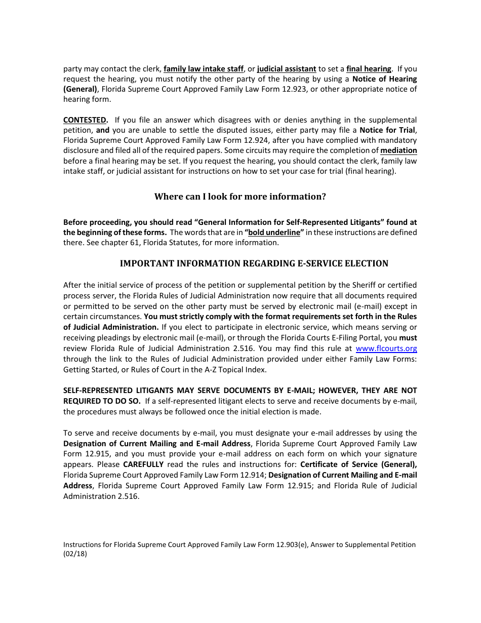 Form 12.903(E) Answer to Supplemental Petition - Florida, Page 2