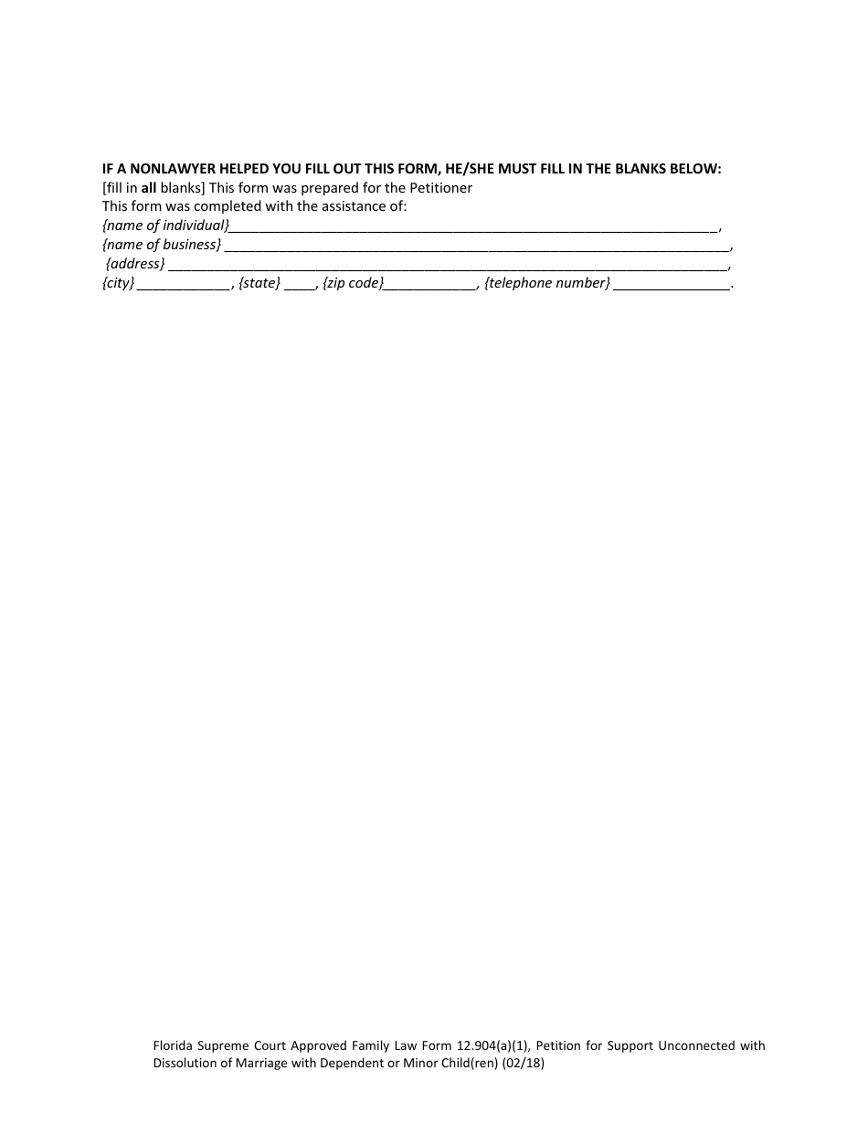Form 12.904(A)(1) Petition for Support Unconnected With Dissolution of Marriage With Dependent or Minor Child(Ren) - Florida, Page 9